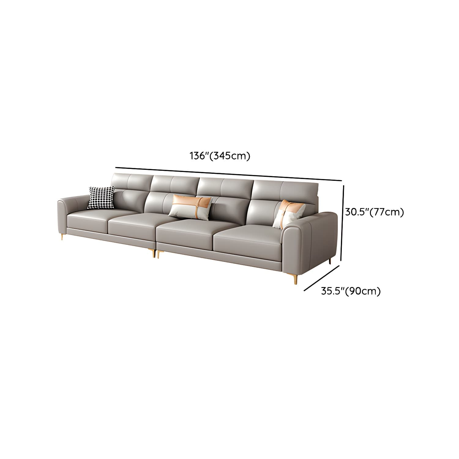Modern Gray Faux Leather Sectional Sofa with Pillow Top Arms and Wood Frame thumbnail 17
