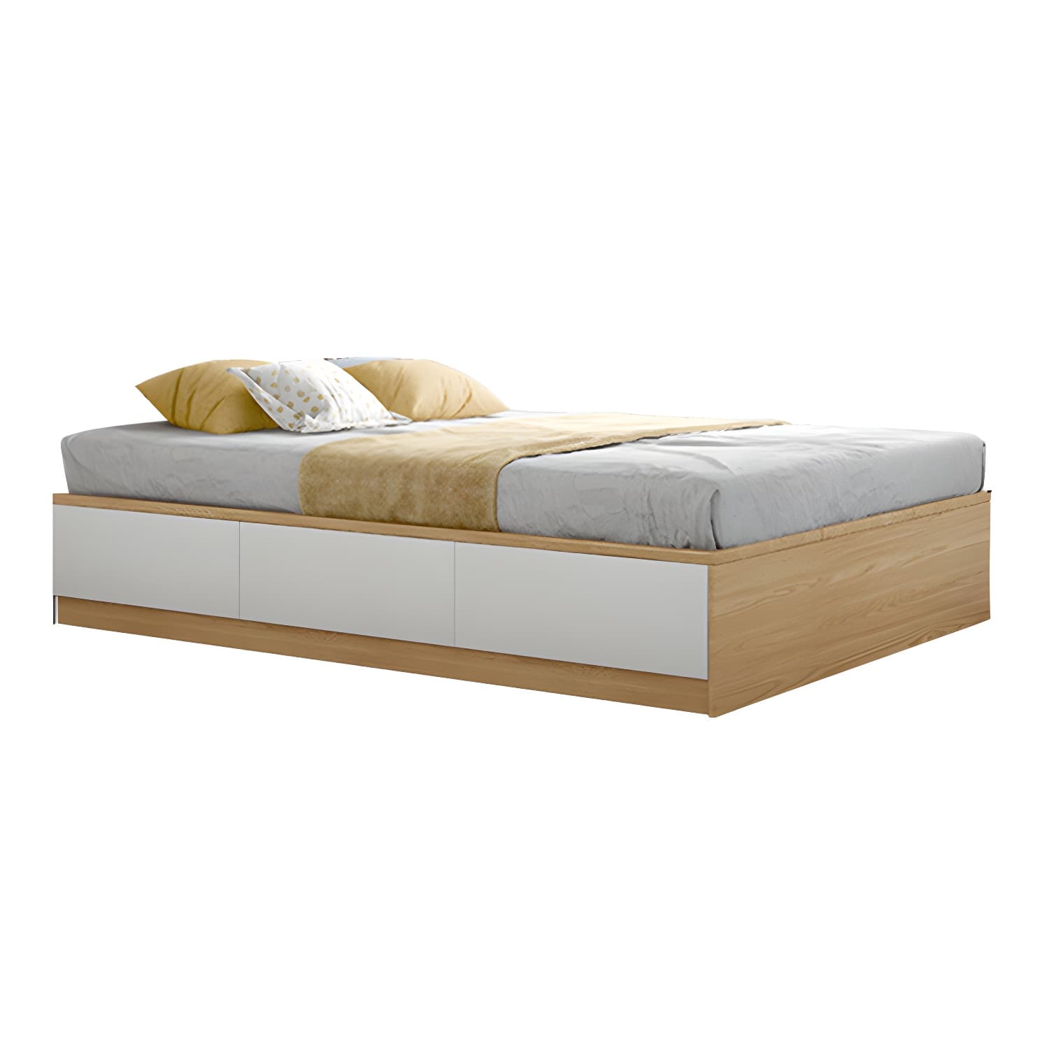 Modern Wood Platform Bed Frame Natural No Distressing Bookcase thumbnail 10