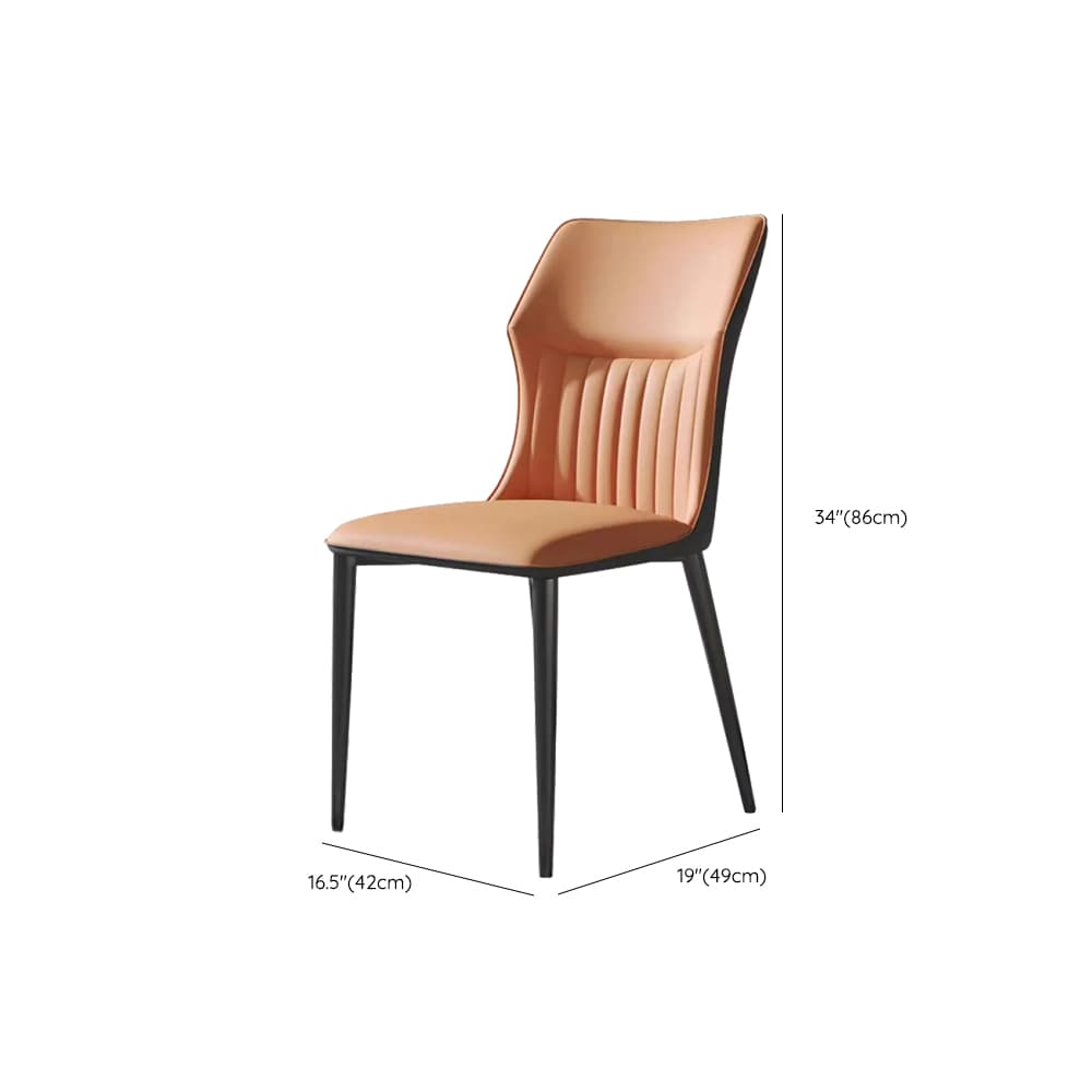 Minimalist Side Chair with Closed Back, Padded Upholstery, and Ink Metal Legs thumbnail 14