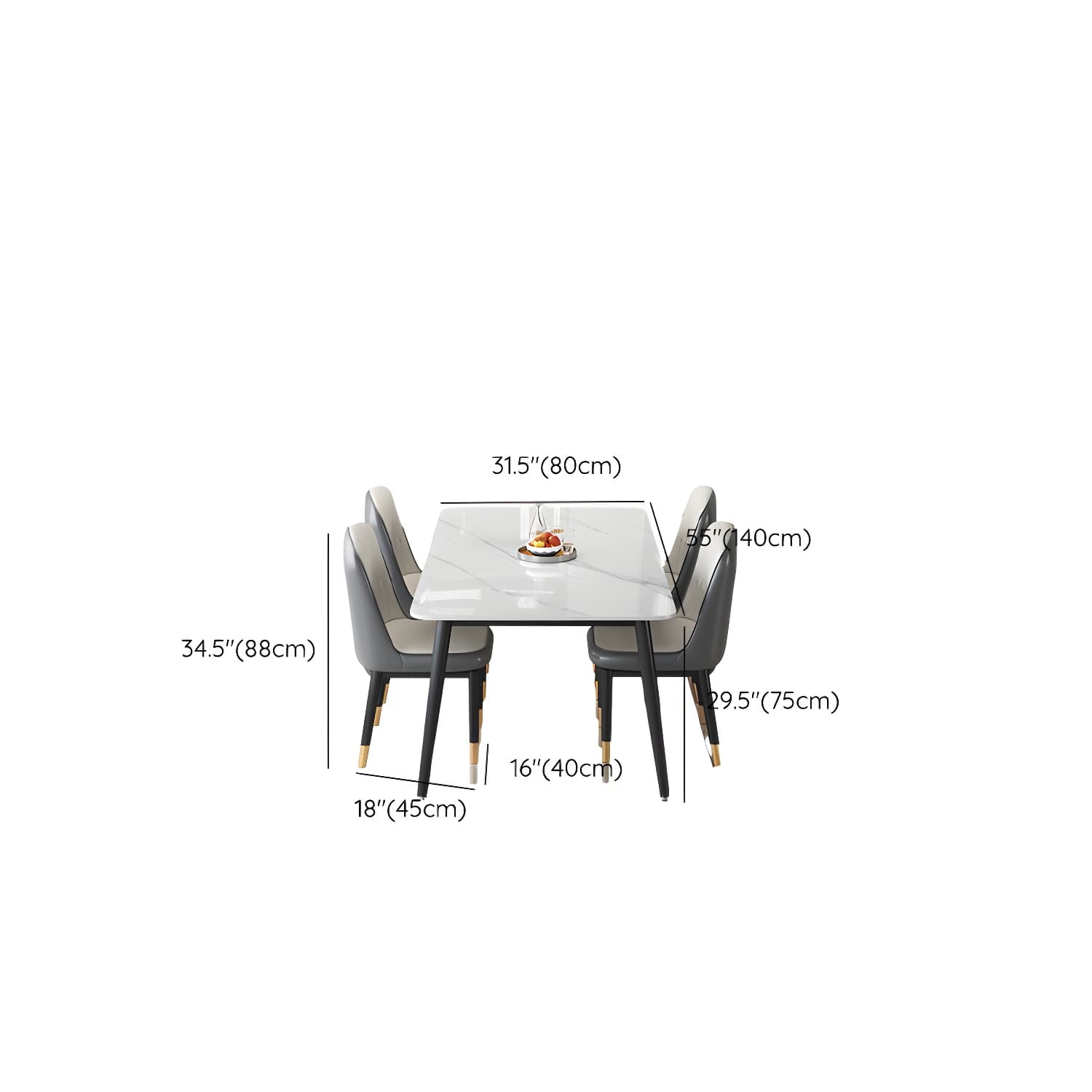 Rectangular White Stone Top Dining Set with Upholstered Chairs thumbnail 8