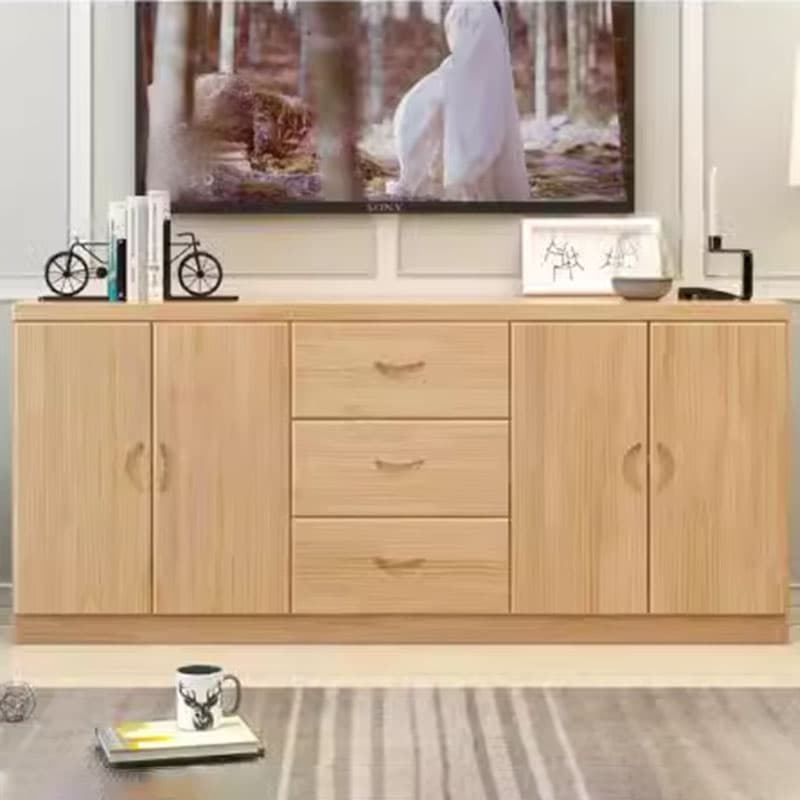 16" Wide Pine Wood Sideboard Table with Doors and Drawers for Living Room thumbnail 4
