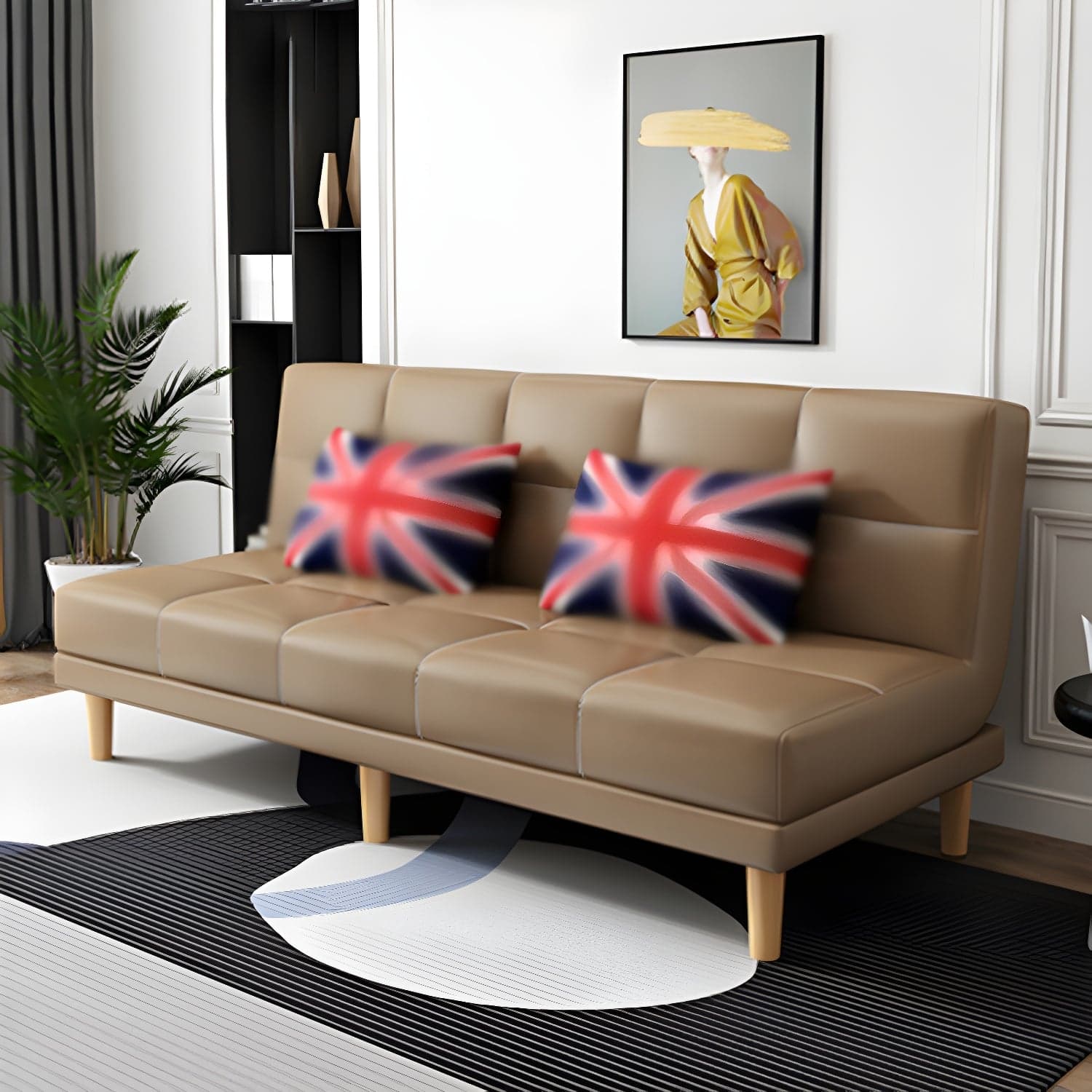 Modern Armless Settee 27.55" W Convertible Sleeper Sofa for Living Room thumbnail 3