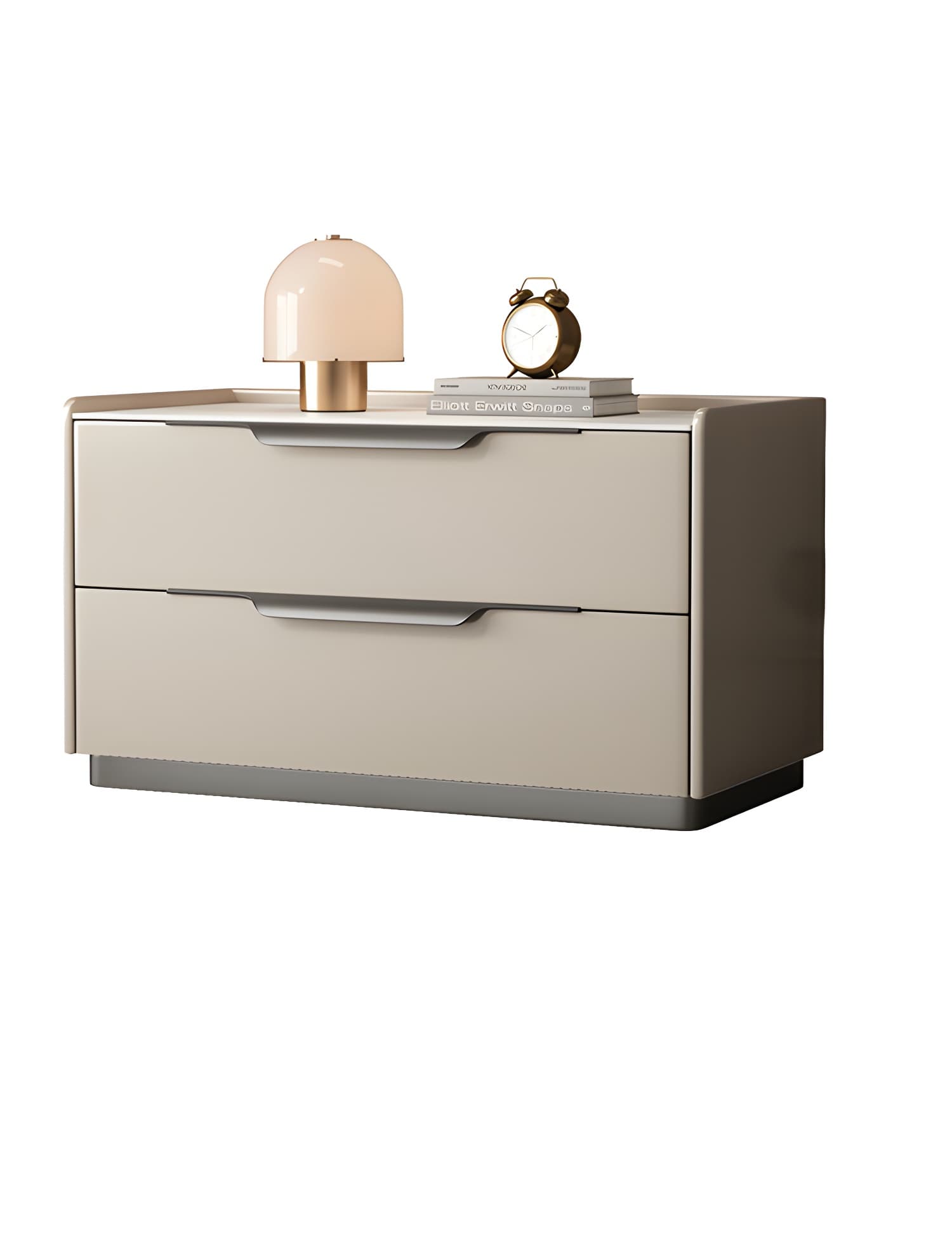 Modern Wooden Nightstand with 2 Drawers in Low Height - Stone Countertop Included thumbnail 8