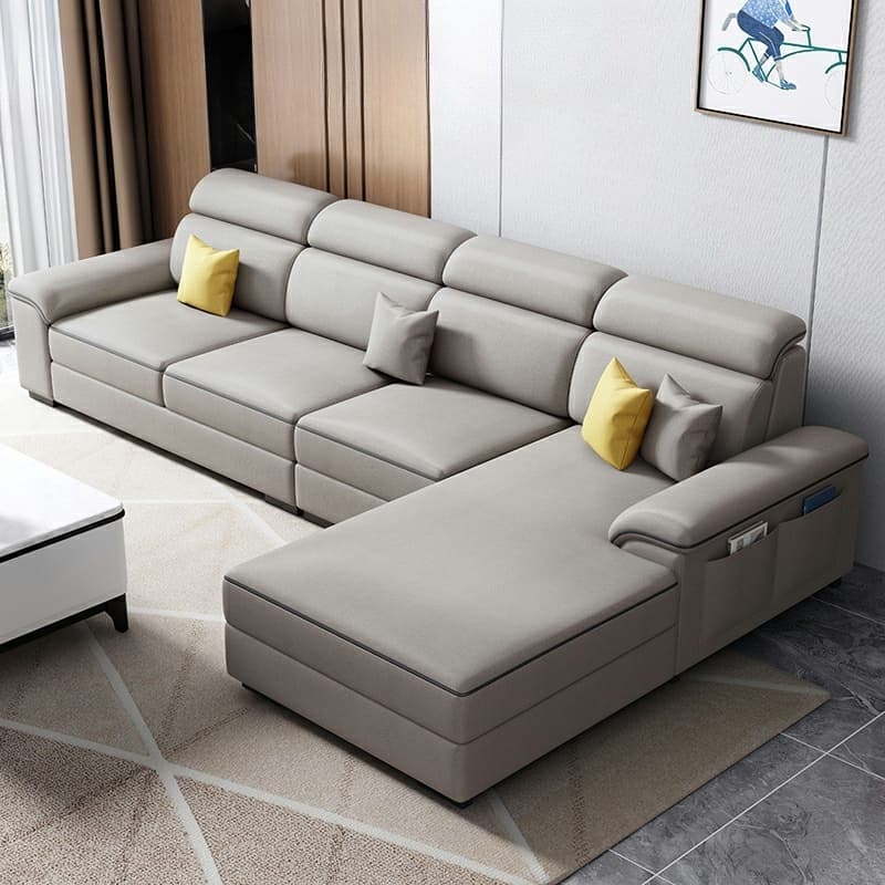 Modern L-Shape Right Hand Facing Sofa & Chaise with Concealed Support thumbnail 14