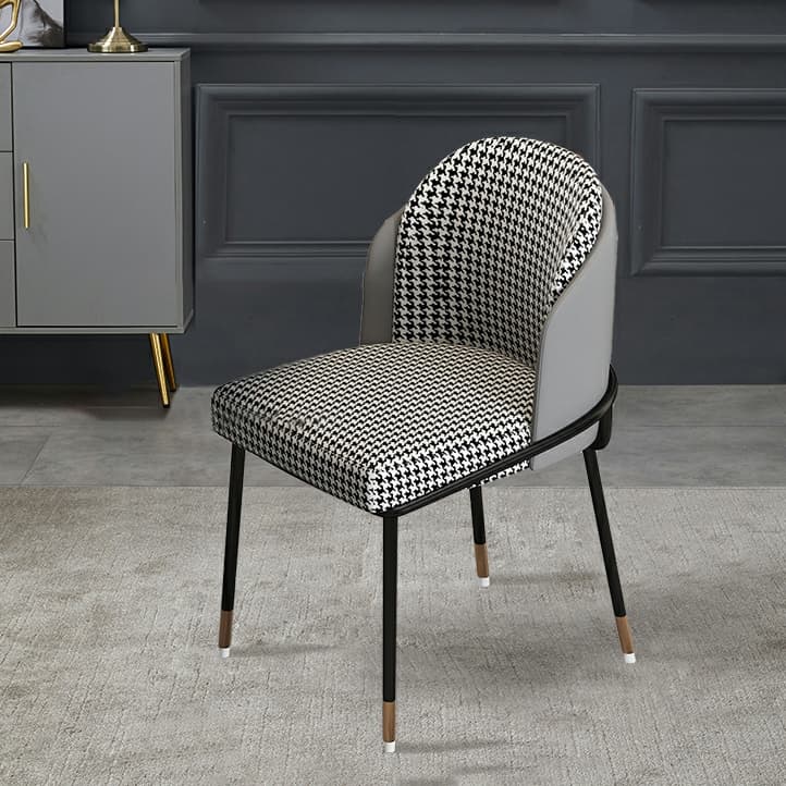 Glam Low-Back Upholstered Chair with Sleek Black Metal Legs for Kitchen & Dining thumbnail 4