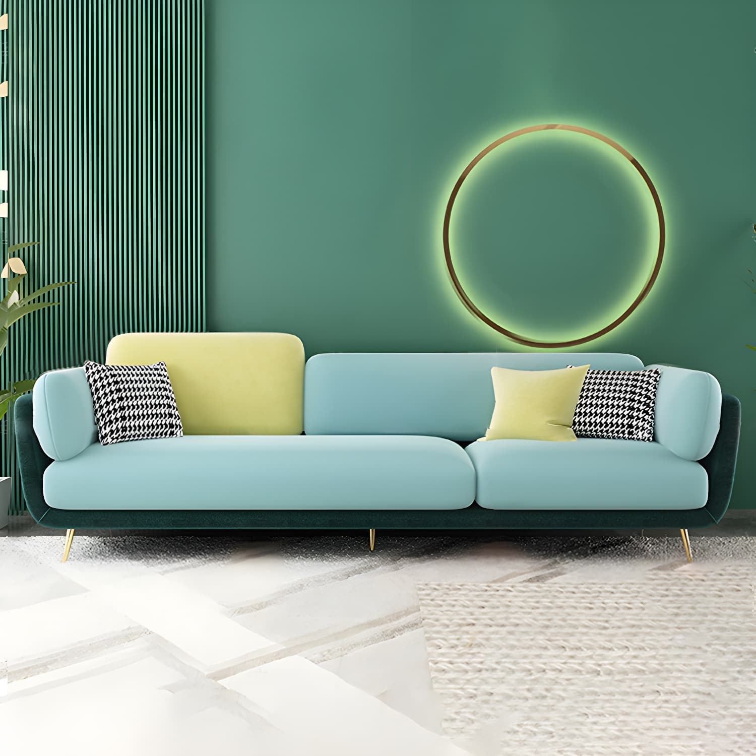 36" High Modern Velvet Square Arm Sofa with 2 Pillows Standard Sofa for Living Room thumbnail 15