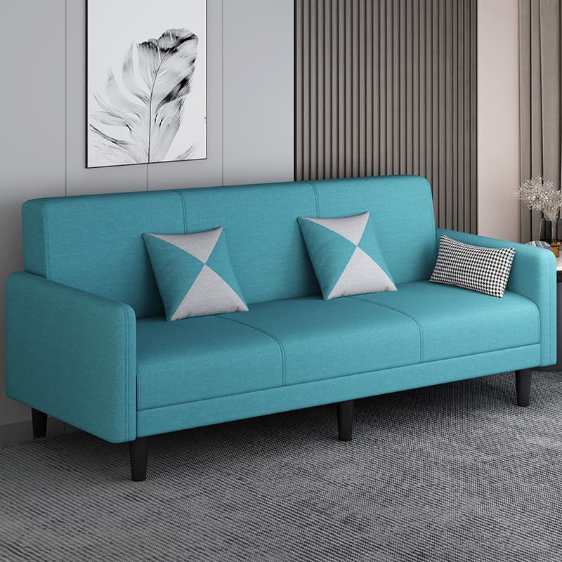 Convertible Sofa in Gray/Cerulean/Off-White with Armrest and 3 Pillows thumbnail 23