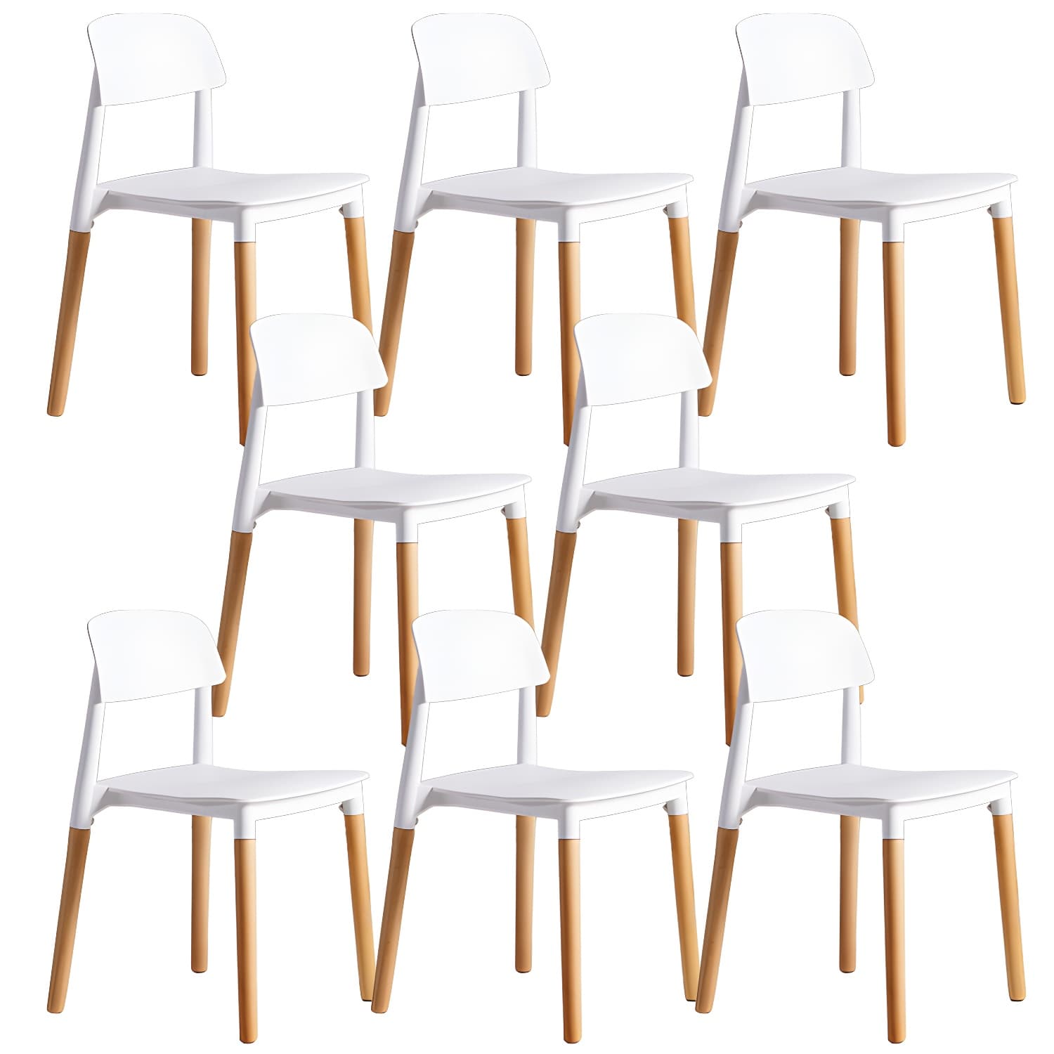 Scandinavian Home Side Chair Open Back Wood Legs Dining Room Chair Set thumbnail 9