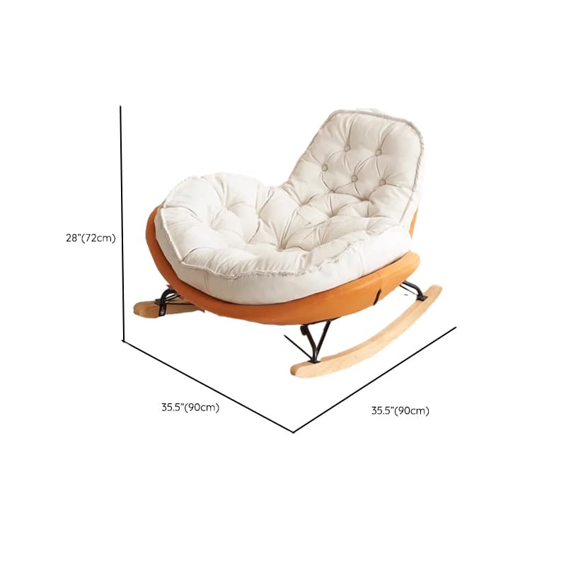 Modish Rocking Couch Chair with Spindle Back, Flannel Upholstery, Padded Design, Rear Support, and Stationary Base thumbnail 16