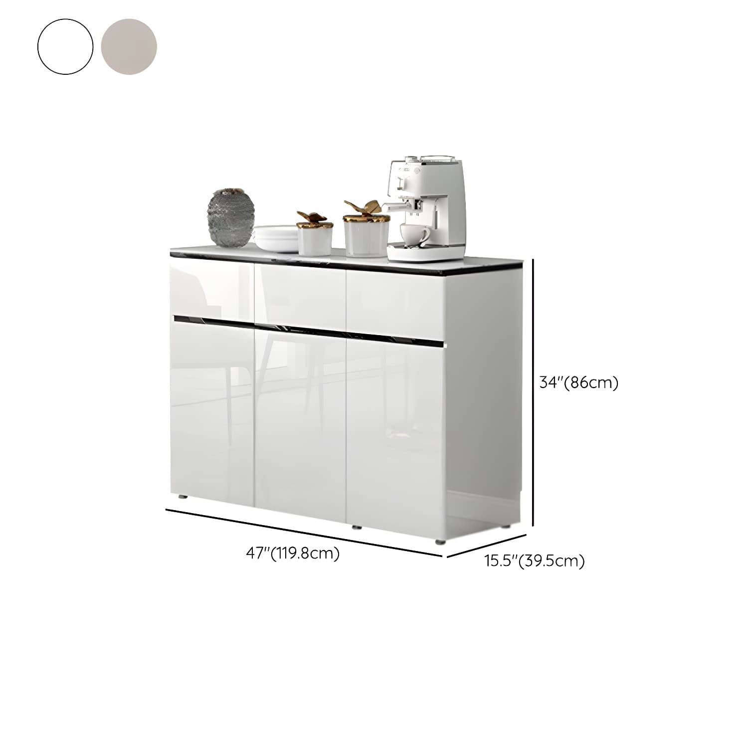 Contemporary Glass Top Sideboard Cabinet with Drawer for Living Room thumbnail 18