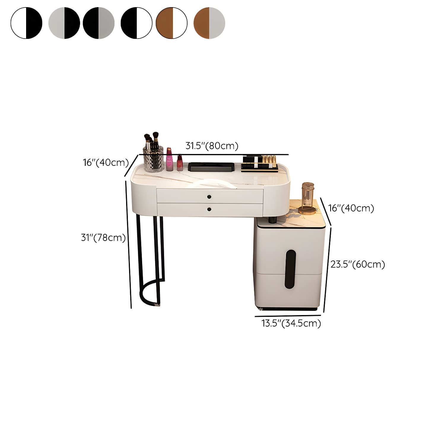 Contemporary Make-up Vanity with 4/5 Drawers,15.75 inch Wide thumbnail 24