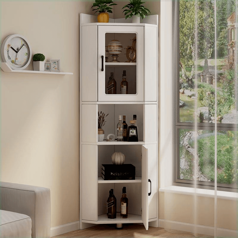 Gray/Wood Grain Unattached Accent Cabinet with Engineered Wood for Living Room thumbnail 8
