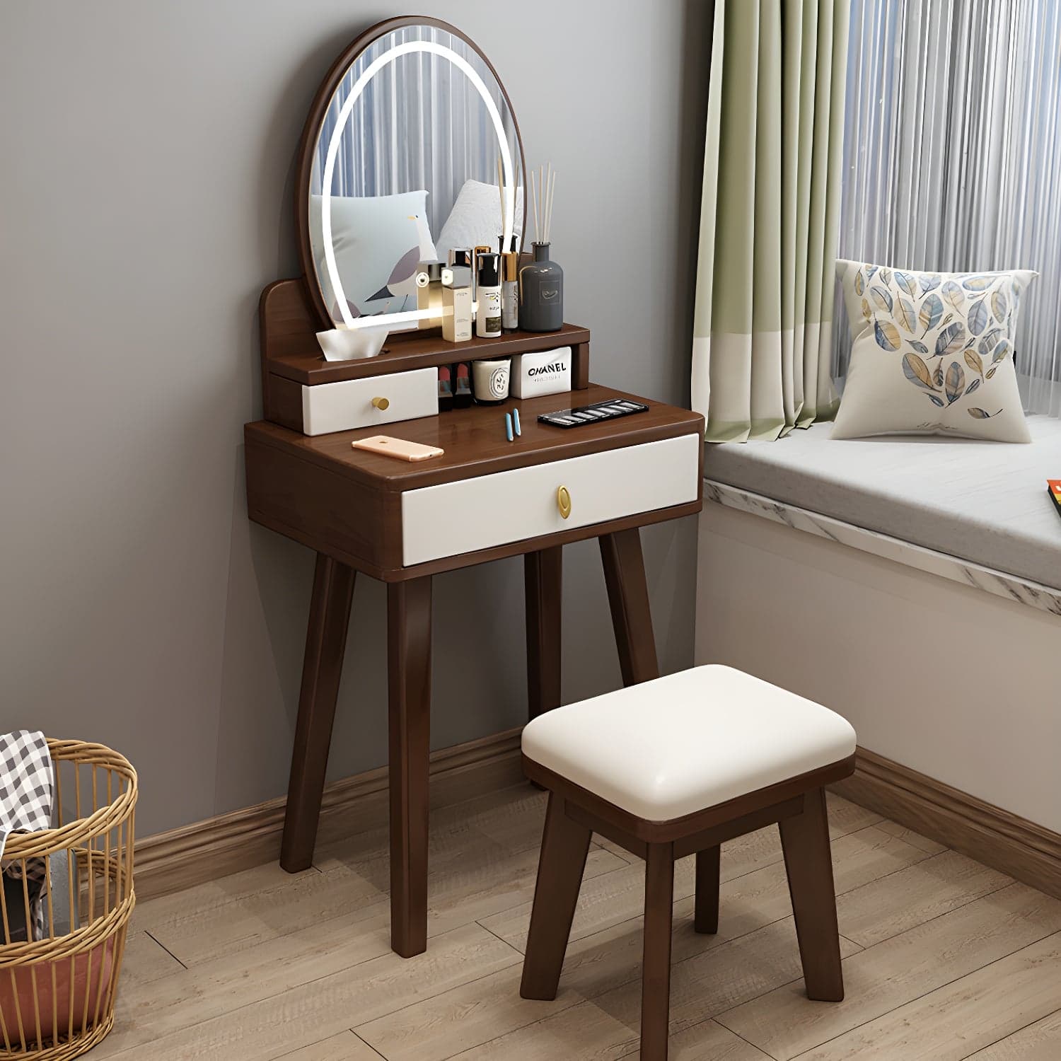 Traditions Dressing Table Bedroom Solid Wood with Drawer Mirror Make-up Vanity thumbnail 3