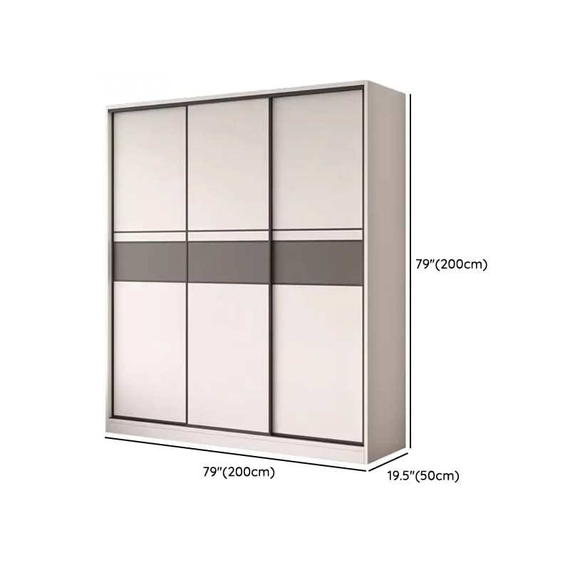 White Minimalist Manufactured Wood Wardrobe Closet with Interior Shelves and Clothing Rod thumbnail 17