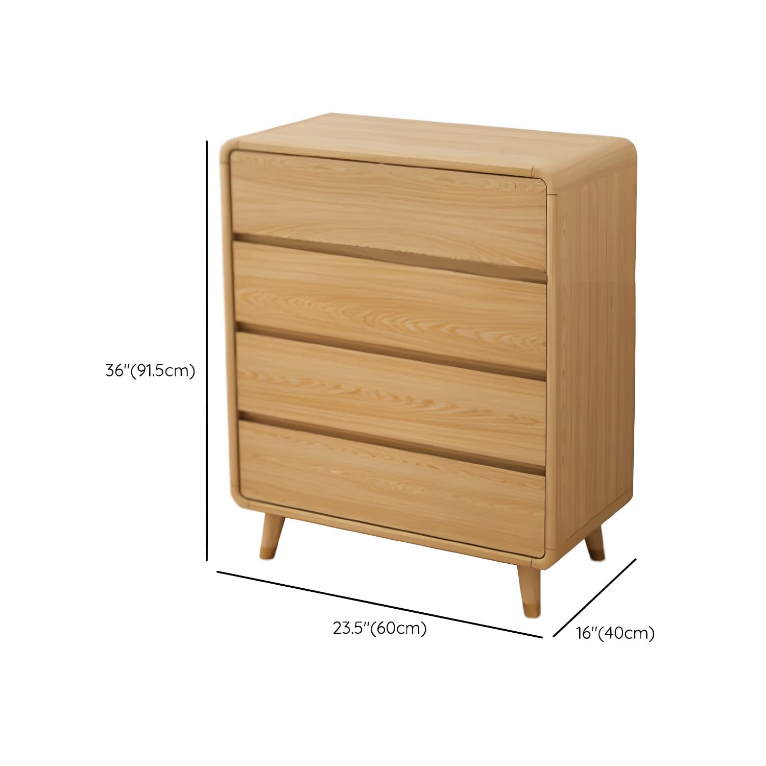 Modern Solid Wood Dresser with Narrow Profile and Drawers in Natural Finish thumbnail 26