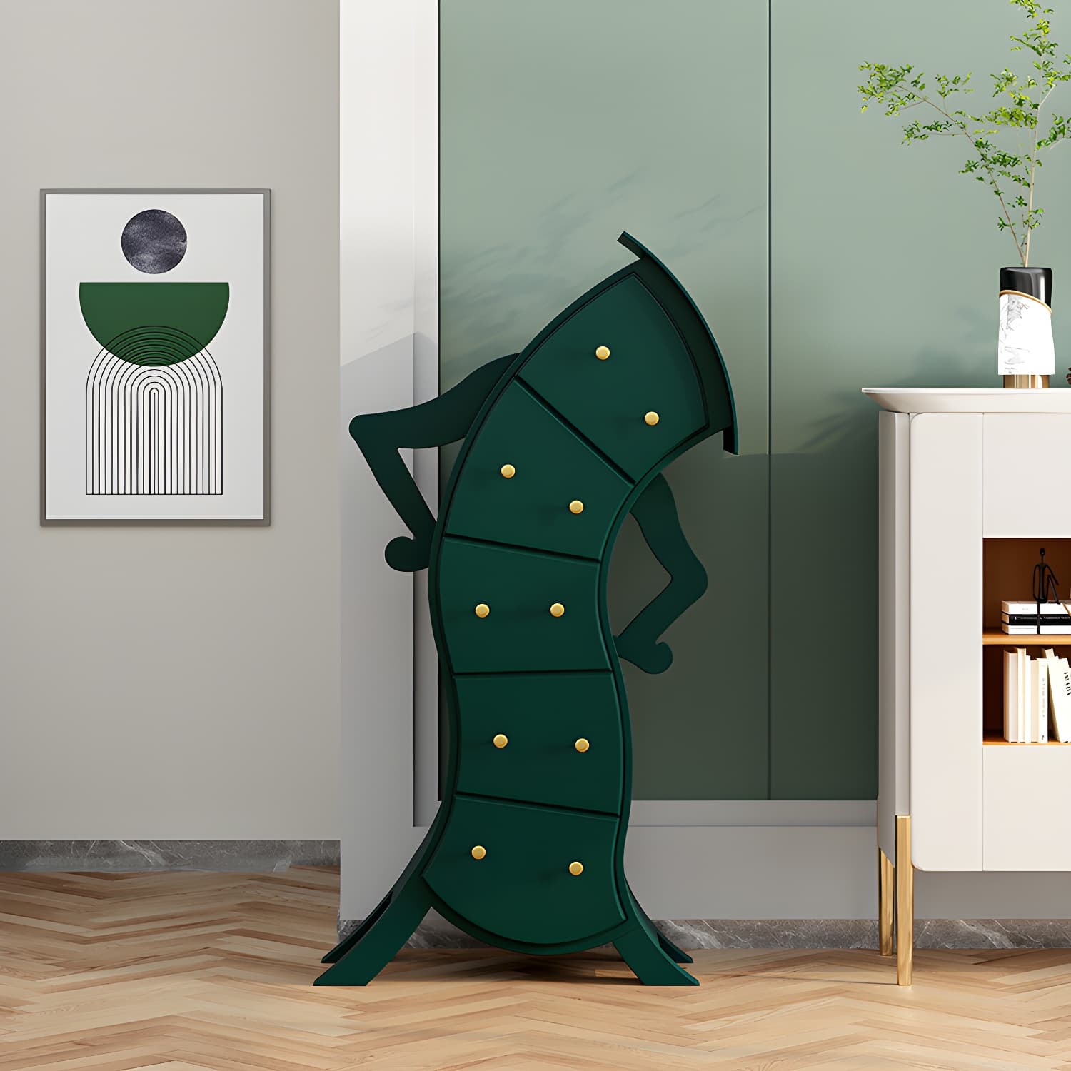 Modern Wood Accent Chest with Soft Close Drawers and Standard Length thumbnail 4