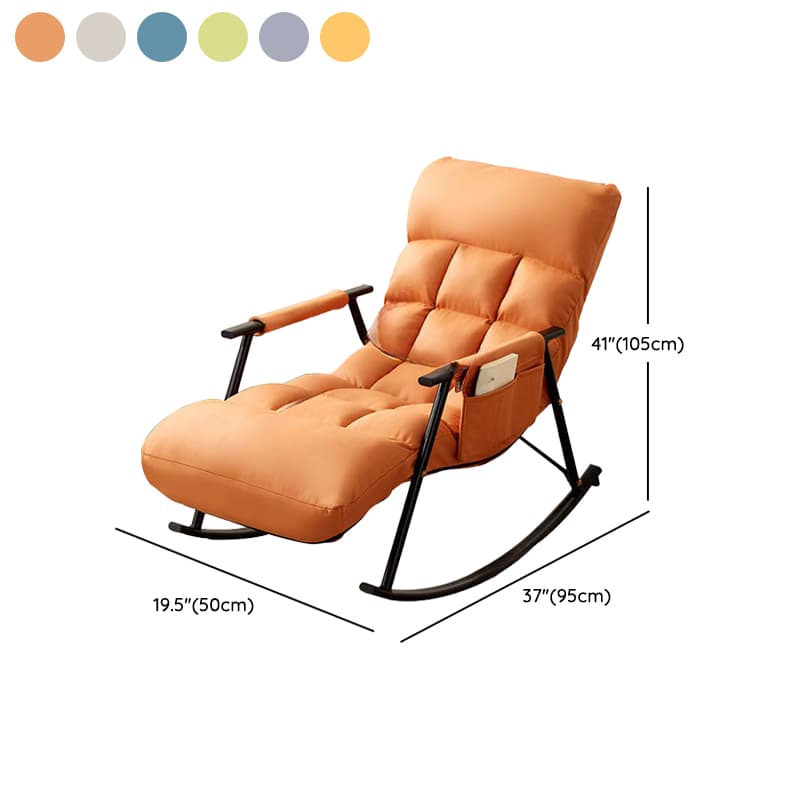 Butter Color/Azure/Olive Green Ergonomic Rocking Chair Couch with Rear Back, Stationary thumbnail 21