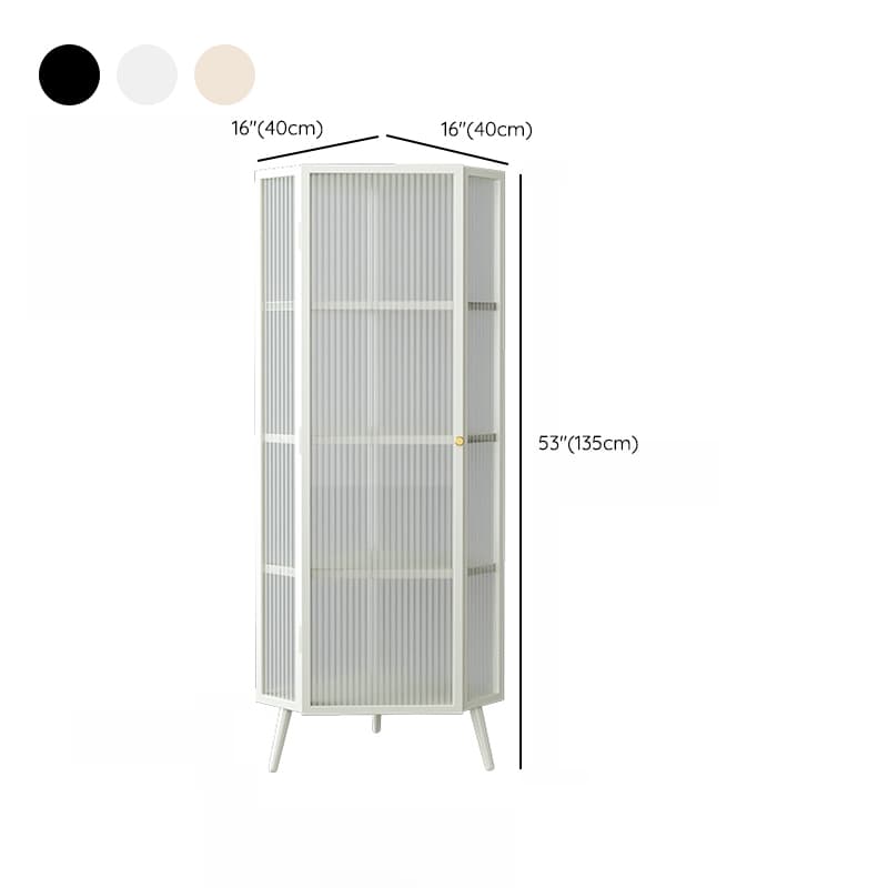 Contemporary Corner Utility Cabinet with 1 Cabinet, Iron Countertop, Glass Door, Pull Knobs, and Black/White/Off White Top thumbnail 12