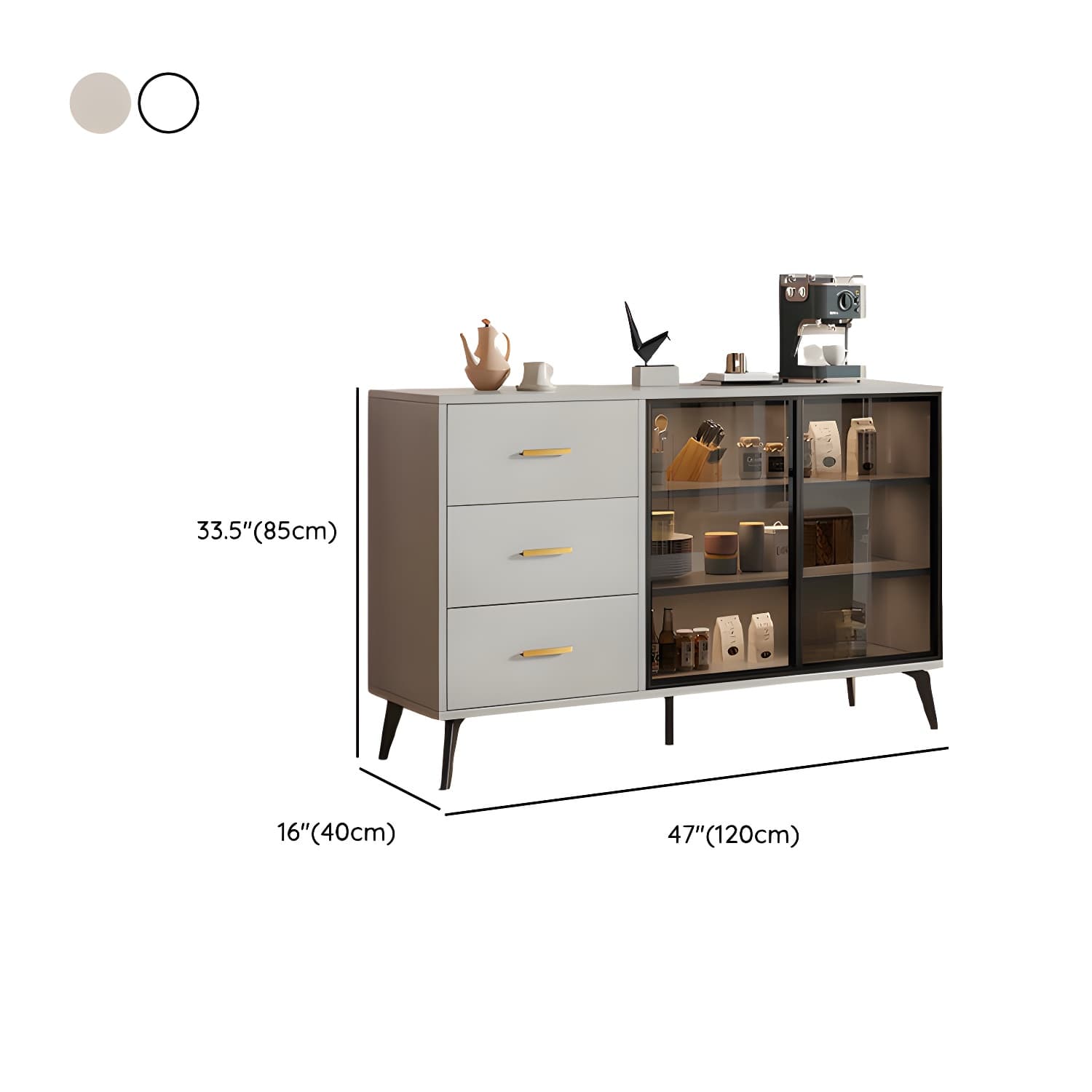 Glass Door Modern Wooden Kitchen Sideboard with Adjustable Shelving thumbnail 21