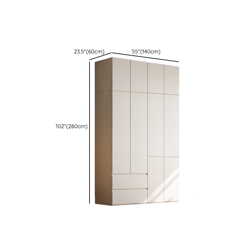 Chalk Modern Natural Wood Standalone Almirah with Soft Close Drawer, Interior Shelves, and Hanging Rod thumbnail 13