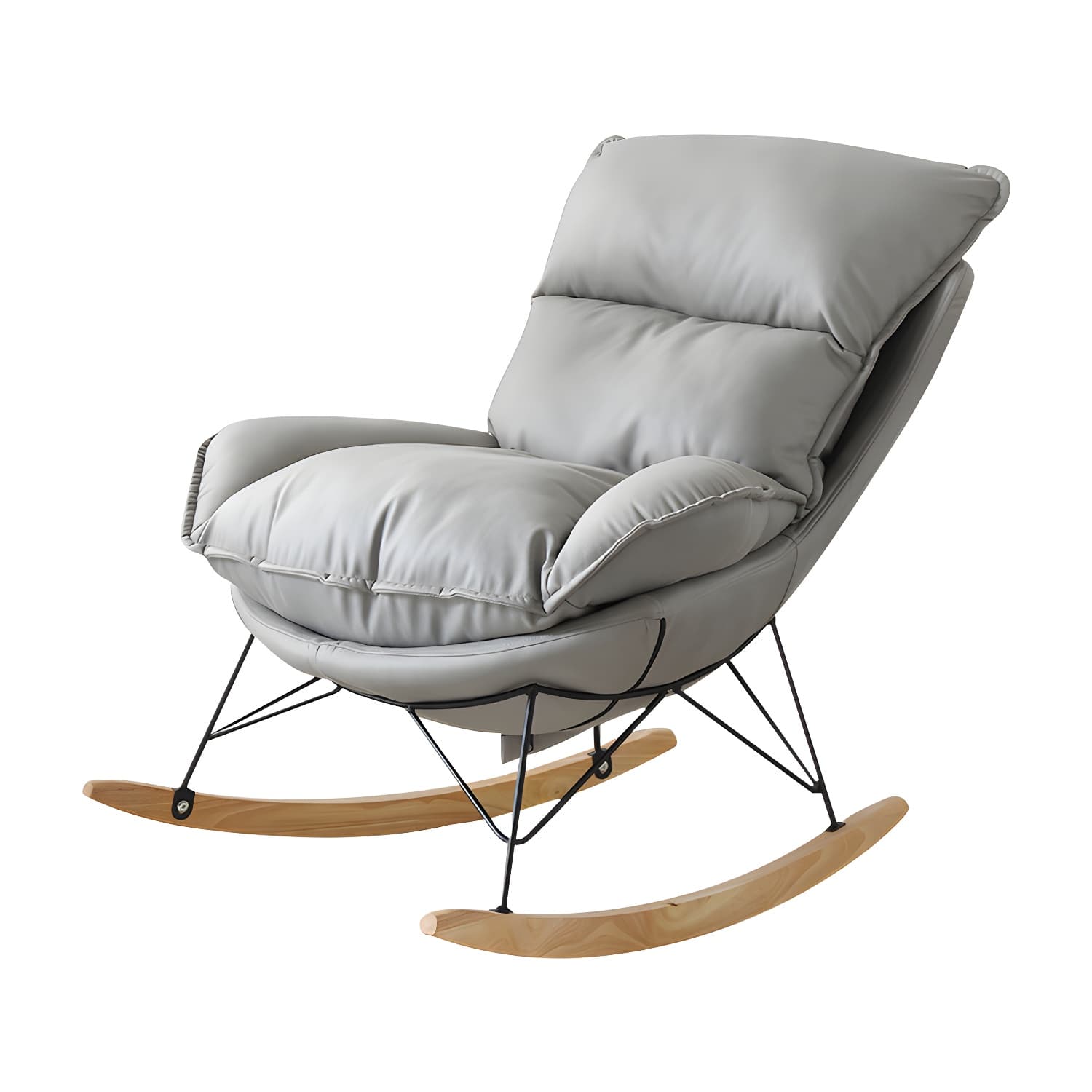 Contemporary Nursery Rocking Chair Indoor Sofa Rocking Chair with Ottoman and Cushion thumbnail 10