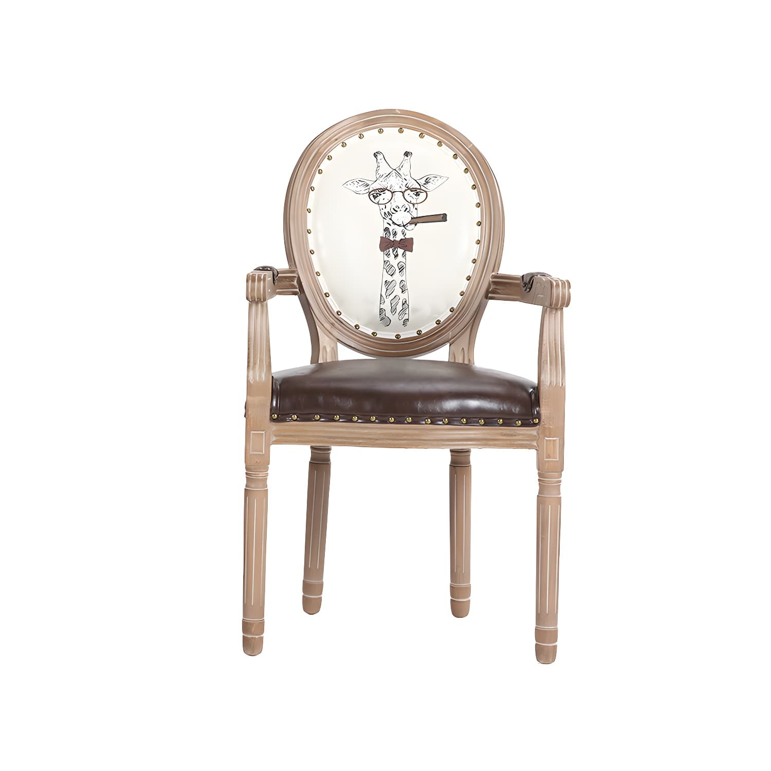 French Country Upholstered Armless Chair Home Solid Wood Dining Chair thumbnail 2