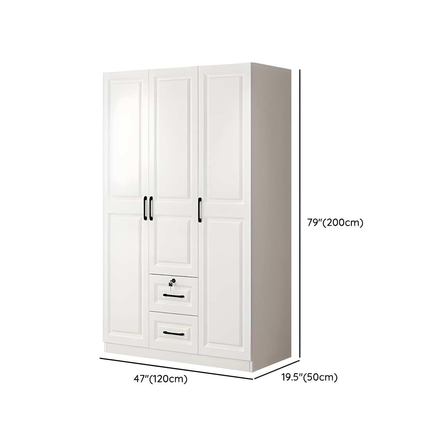 Wood White Modern Wardrobe Armoire with Drawers, Shelves, and Clothing Rod thumbnail 14