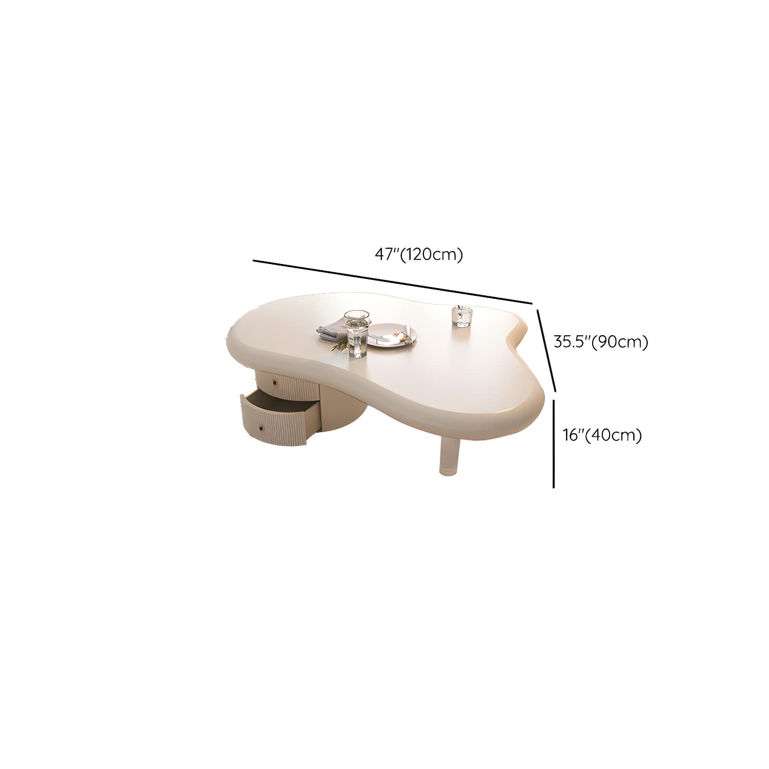 Nordic Irregular Coffee Table in White of 15.7" H with Acrylic Legs thumbnail 24