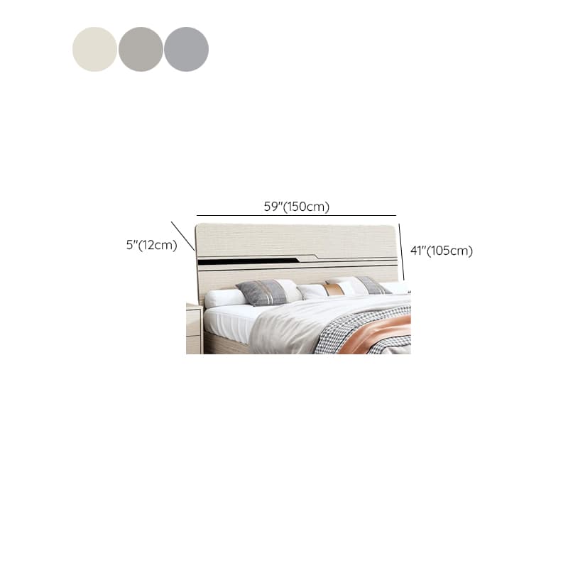 Simplistic Panel Headboard with No Distressing, Shelves, and Illumination Light for Queen/Full/Twin XL Bed in Rectangular Shape, Standard Height thumbnail 13