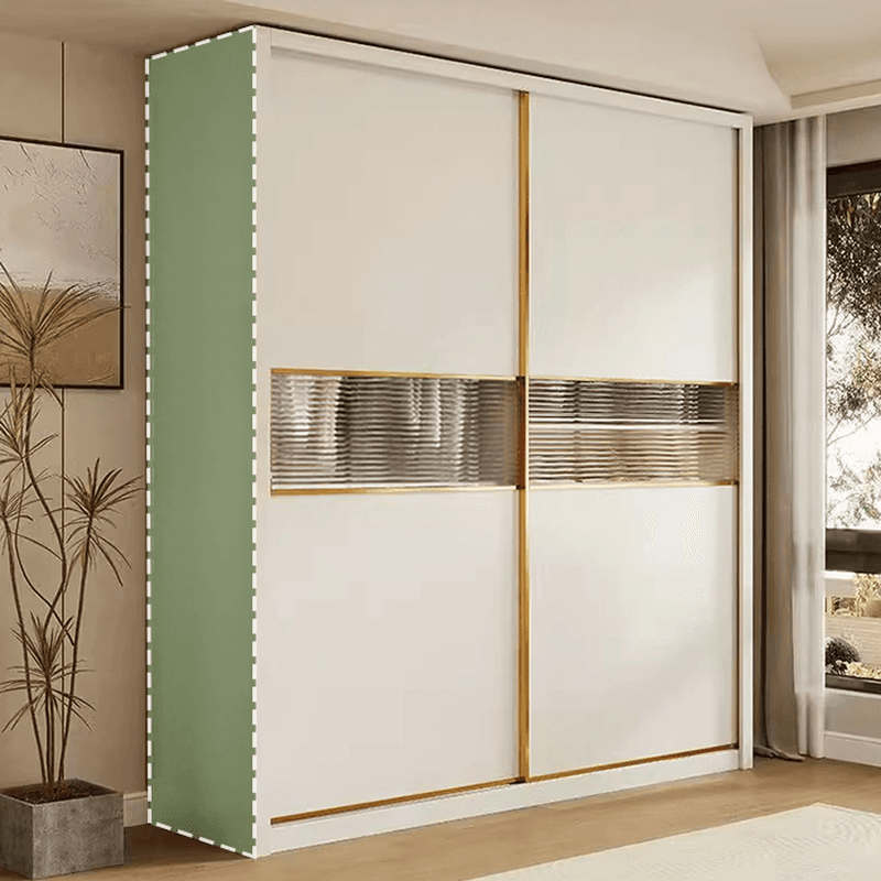 White Modish Manufactured Wood Independent Armoire Cabinet with Soft Close Drawer, Interior Shelves, and Clothing Rod