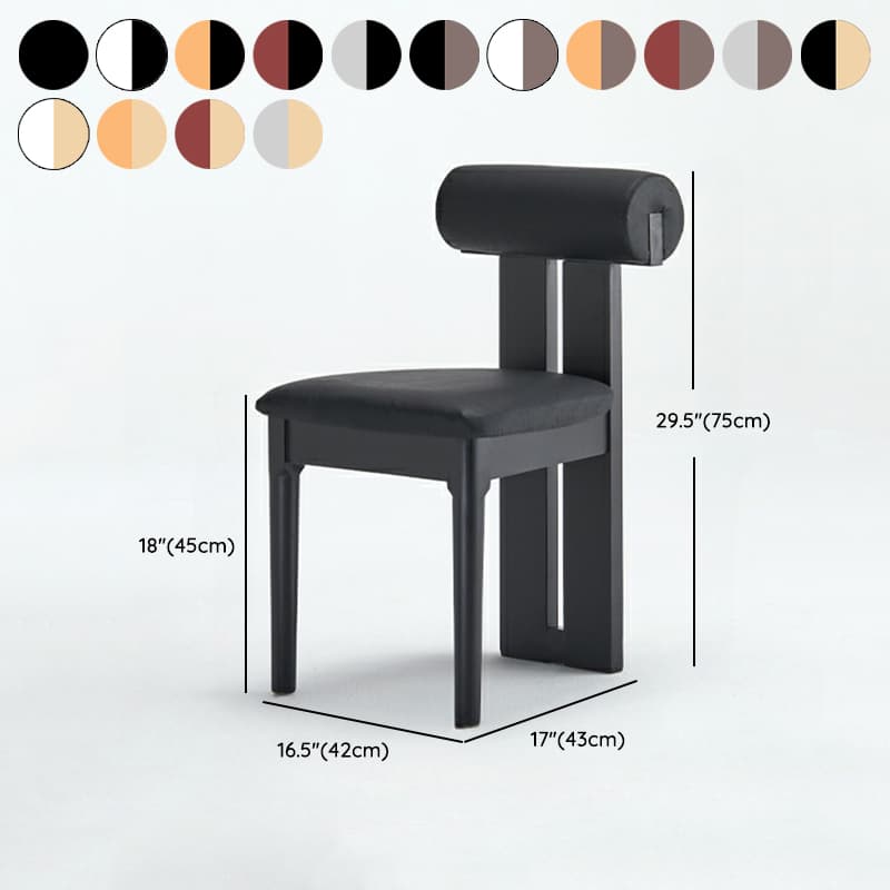Stable Slat Back Upholstered/Faux Leather/Velour Armless Chair with Wood Legs in a Minimalist Style thumbnail 14