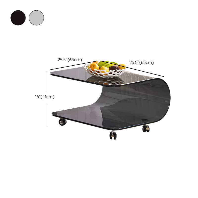 Transparent Wheel coffee table with Roller Wheels, Locker, 1 Shelf/2-Tier and Square/Square for Indoor Use thumbnail 13