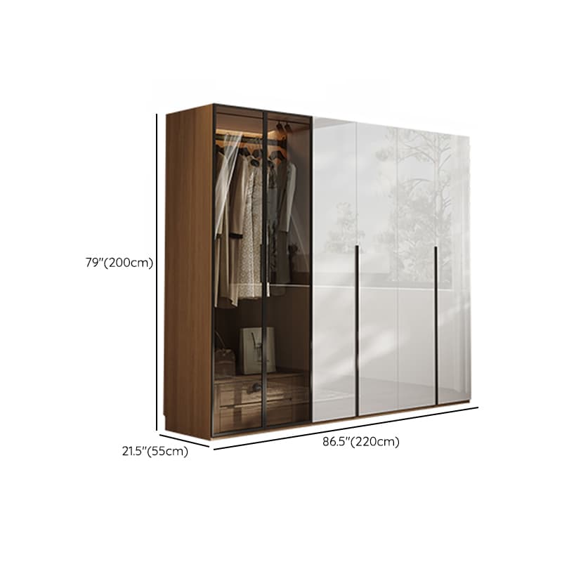 Casual White Lumber Wardrobe Closet with Soft Close Drawer, Door, Interior Shelves, and Clothing Rod thumbnail 23