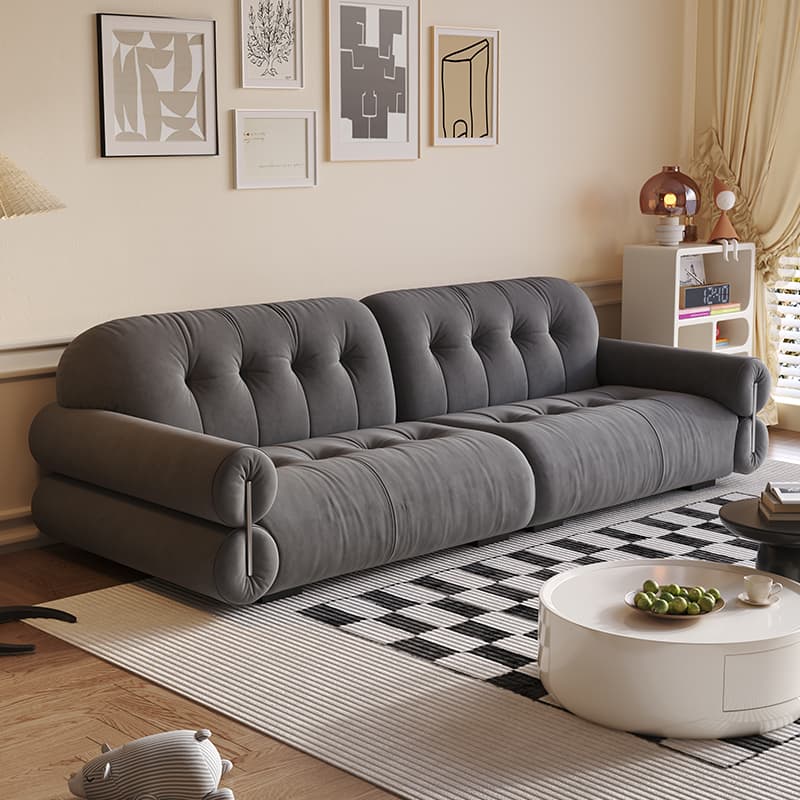 Tear Resistant Standard Sofa with Pu/Flannel Upholstery in White/Sage/Light Brown thumbnail 4
