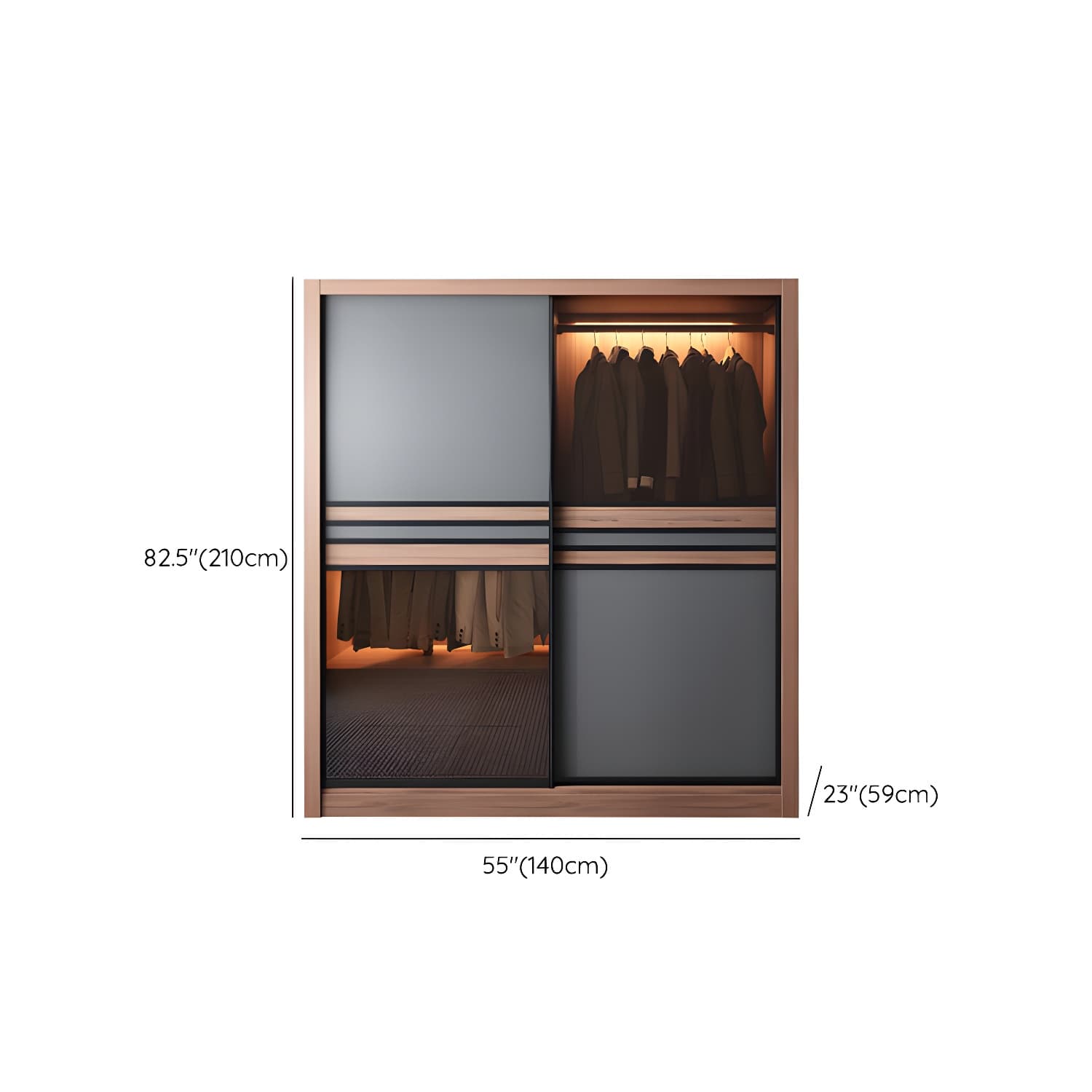 Brown Engineered Wood Wardrobe Armoire Modern Wardrobe Closet thumbnail 17