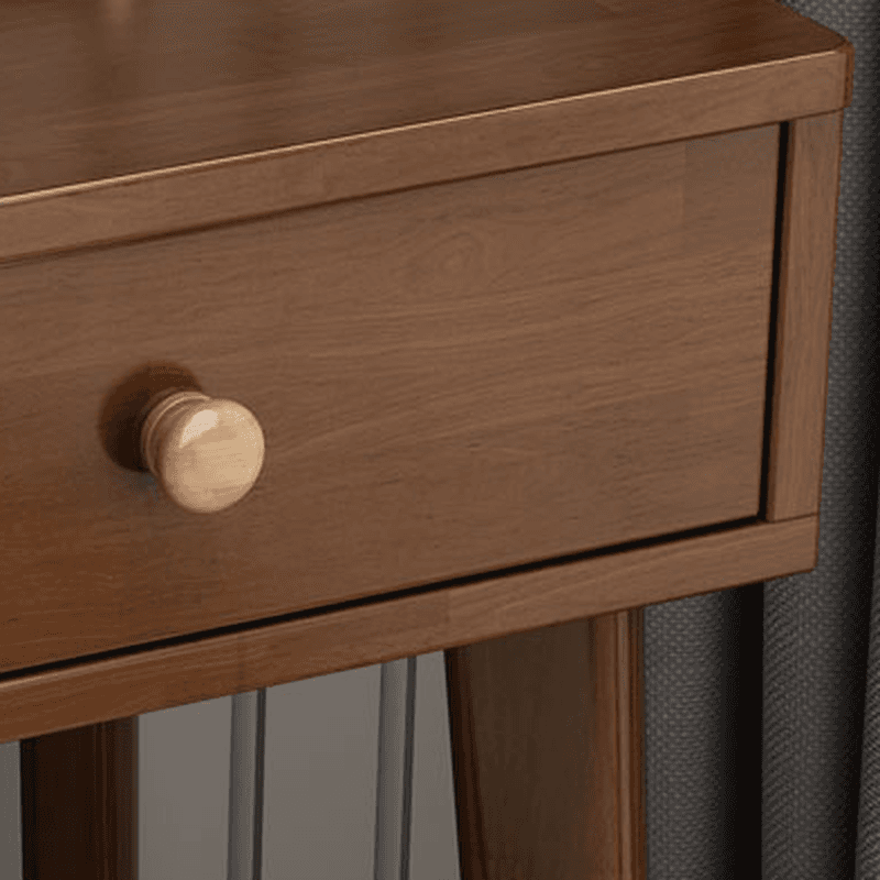 Modish Small/Standard Vanity Set with White/Auburn/Natural Color Chair, 1 Drawer/2 Drawers, Rubberwood Frame, and Standing Mirror thumbnail 7