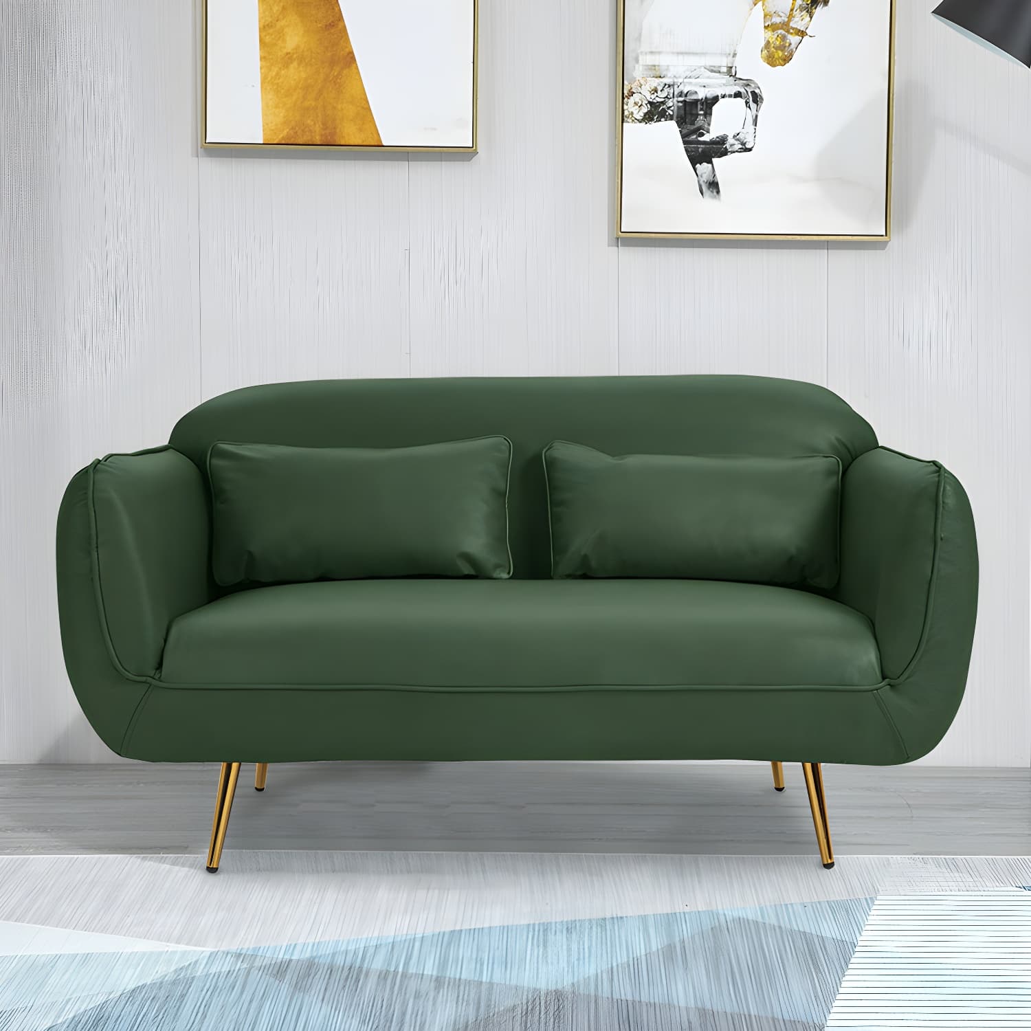 Glam Tight Back Loveseat with Flared Arm and Extra Pillows for Home and Apartment thumbnail 1