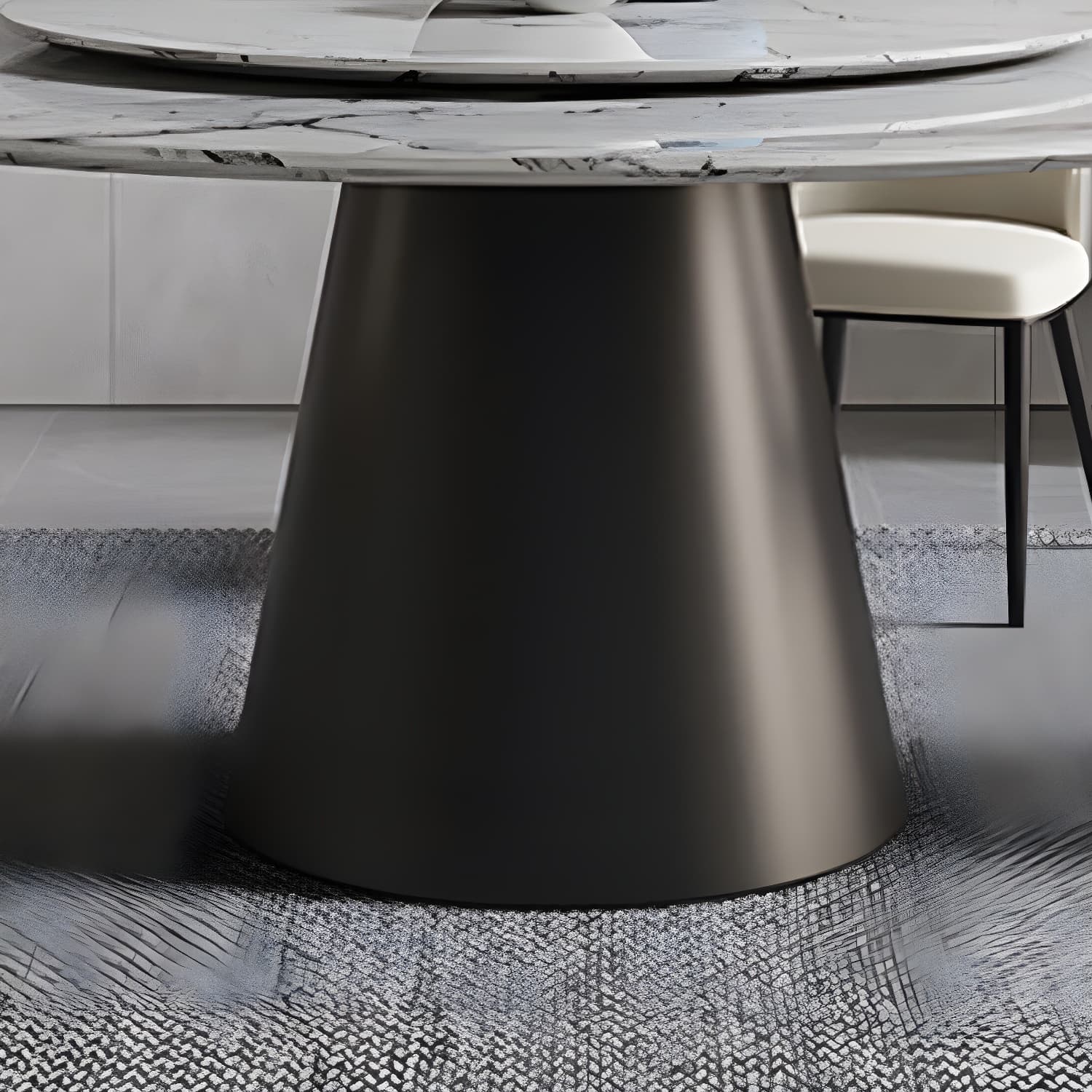 Contemporary Stone Round Dining Set 1/4/7/11 Pieces Turntable Dining Furniture for Home thumbnail 8