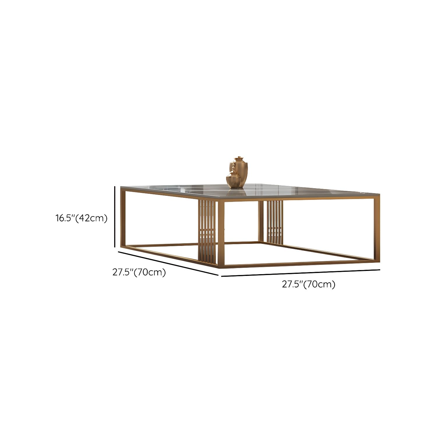 Glam Style Gold Iron Frame Coffee Table Gray Slate Table Top Coffee thumbnail 15