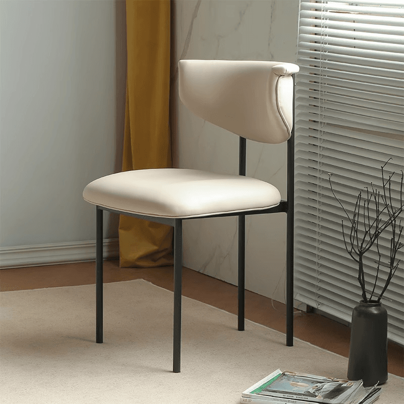 Scandinavian Side Chair with Uncovered Back, Upholstered, Ink/Gilded Metal Legs thumbnail 6