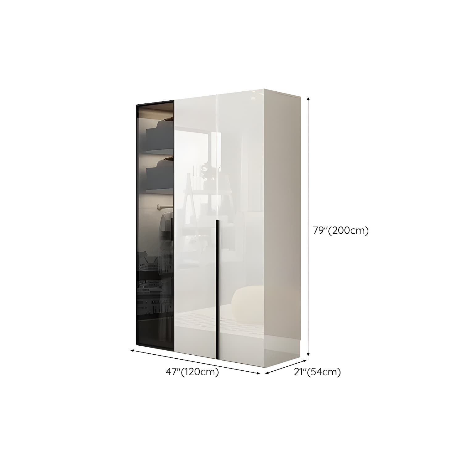 Sleek White Wood Wardrobe Armoire with Soft Close Drawers and Shelves thumbnail 10