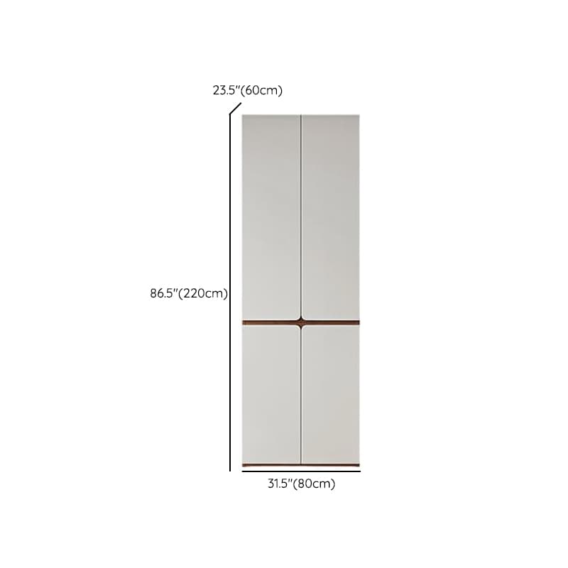 White Minimalist Manufactured Wood Wardrobe Closet with Soft Close Drawer, Soft Close Door, Interior Shelves, and Clothing Rod thumbnail 16