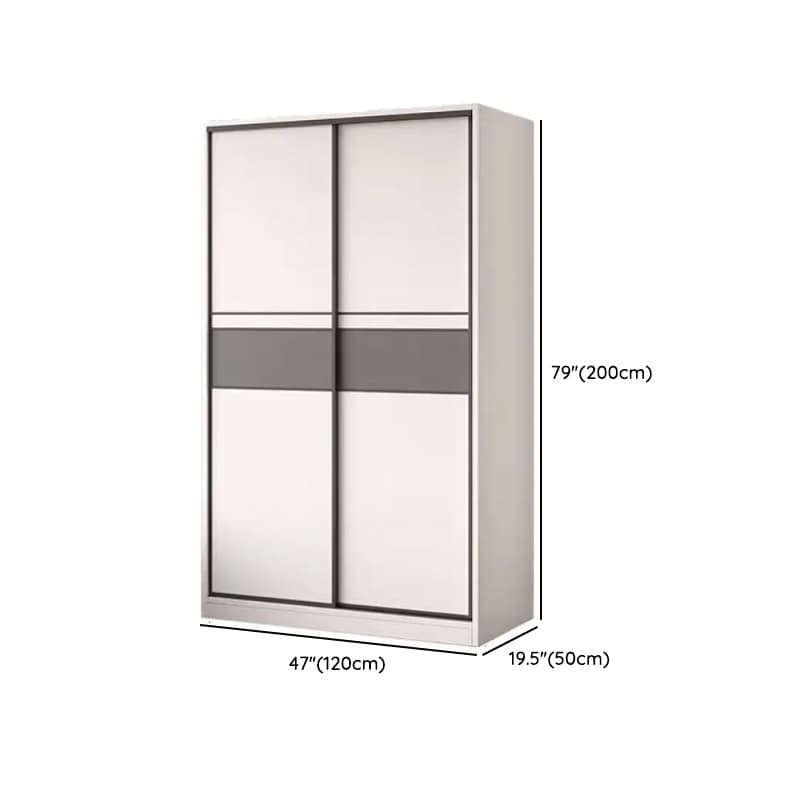 White Minimalist Manufactured Wood Wardrobe Closet with Interior Shelves and Clothing Rod thumbnail 14