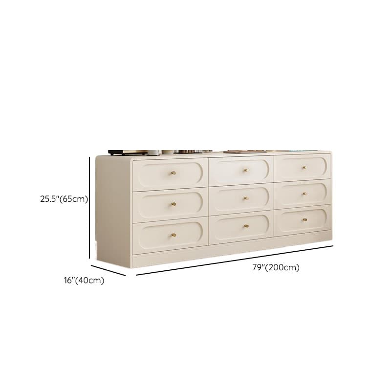 Chalk Casual Composite Wood Console Dresser with 9/6 Drawers in Horizontal Design thumbnail 8