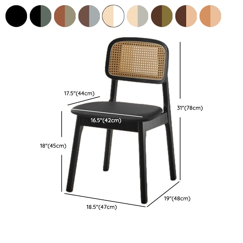 Leatherette/Wood/Rattan Entwined Balanced Armless Chair with Uncovered Back and Timber Legs in Sepia/Ink/Wood Color in a Scandinavian Style thumbnail 25