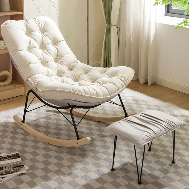 Upholstered Rocking Chair with Wood Legs - Armless Design, Resistant to Scratches and Stains thumbnail 7