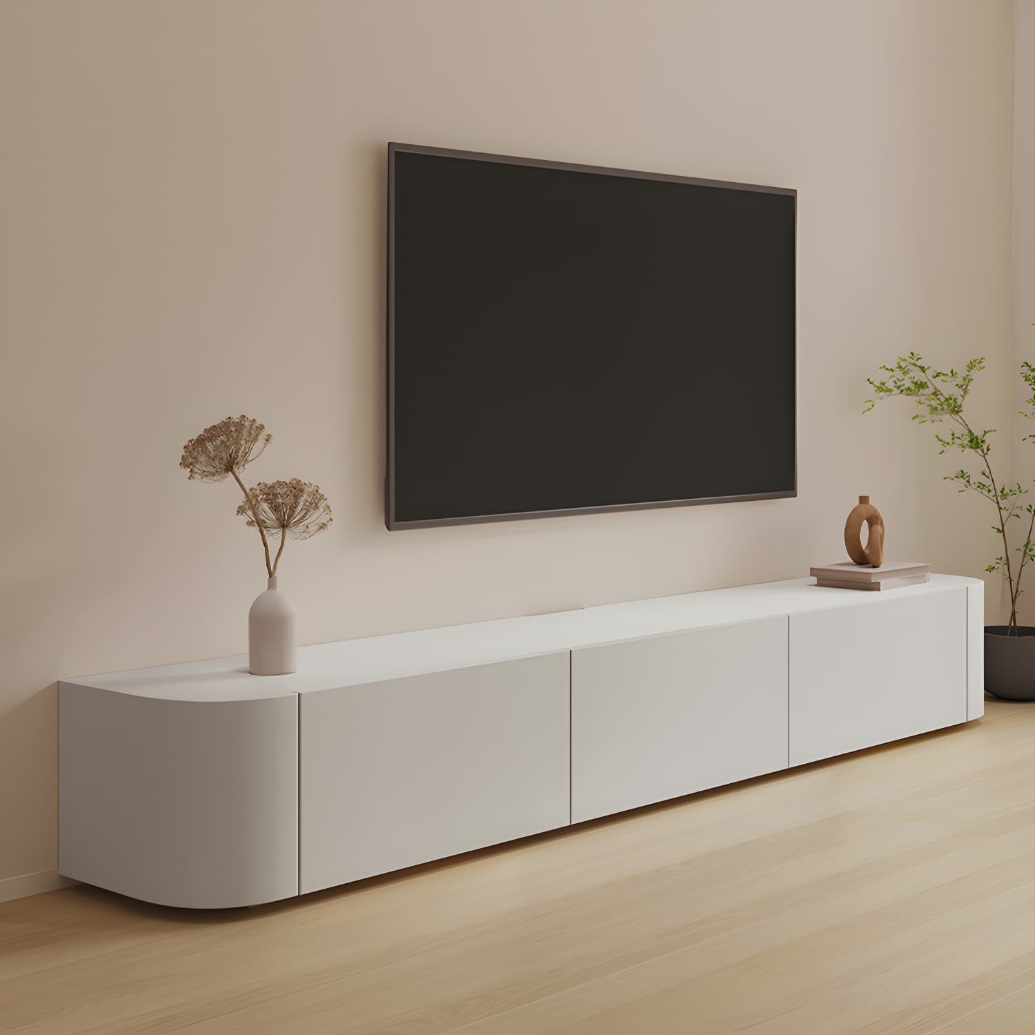 16" W Modern TV Media Console Enclosed Storage TV Stand Console with Drawers thumbnail 1
