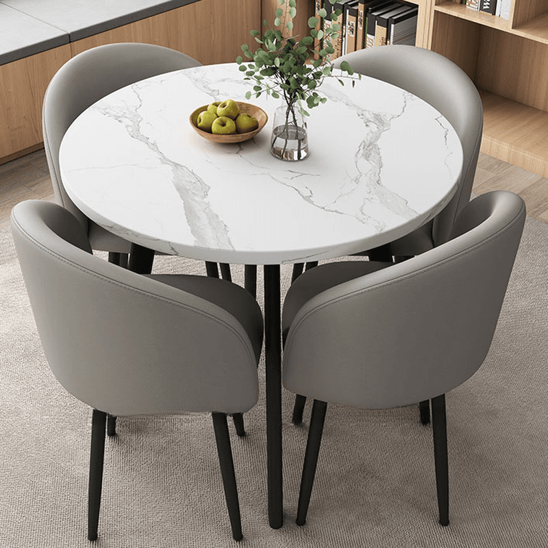 Circular Manufactured Wood Dining Table Set with Upholstered Back, Padded Chair, Arms, Seats 4 thumbnail 11