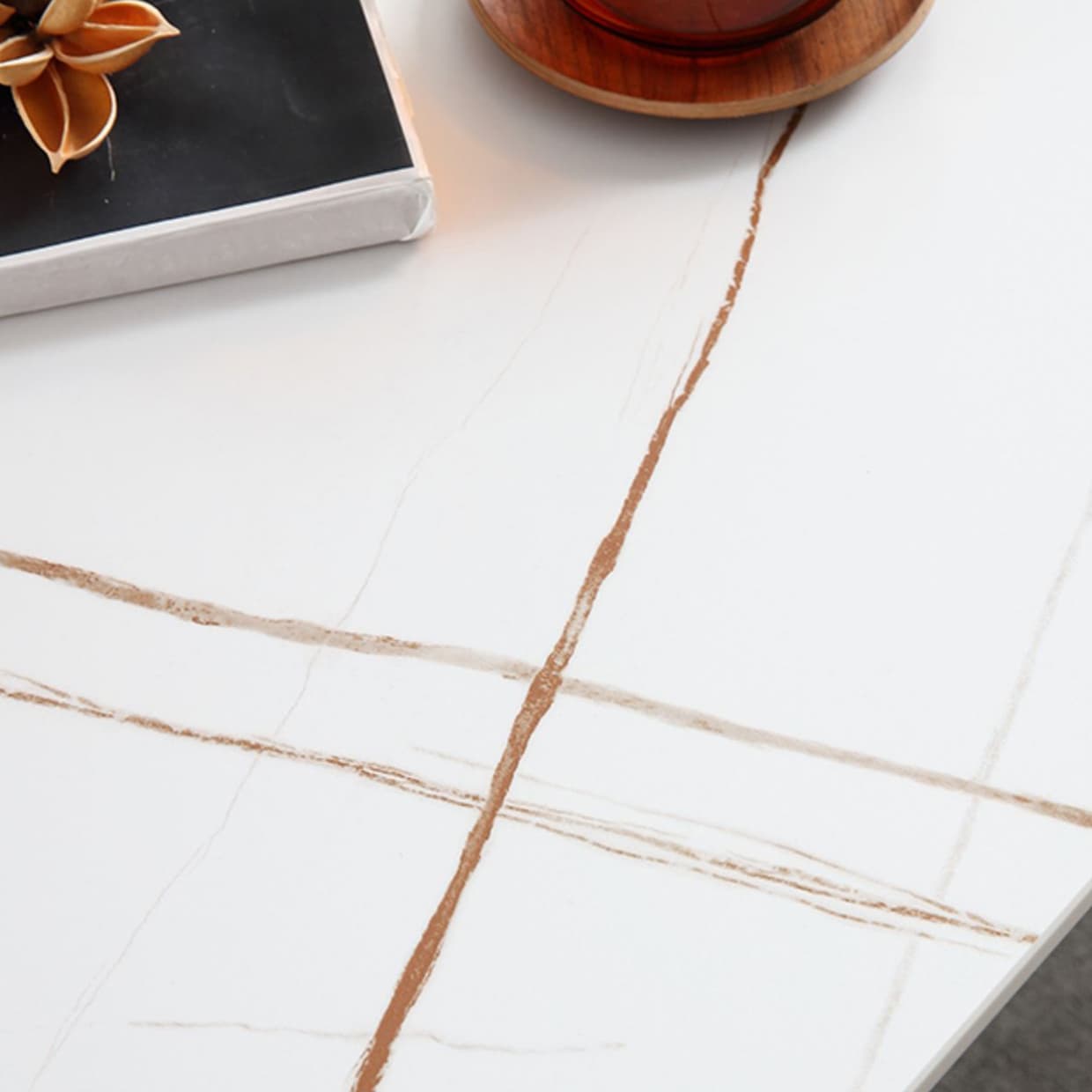 Industrial Square Dinner Table Sintered Stone Table with Metal Base for Home thumbnail 11
