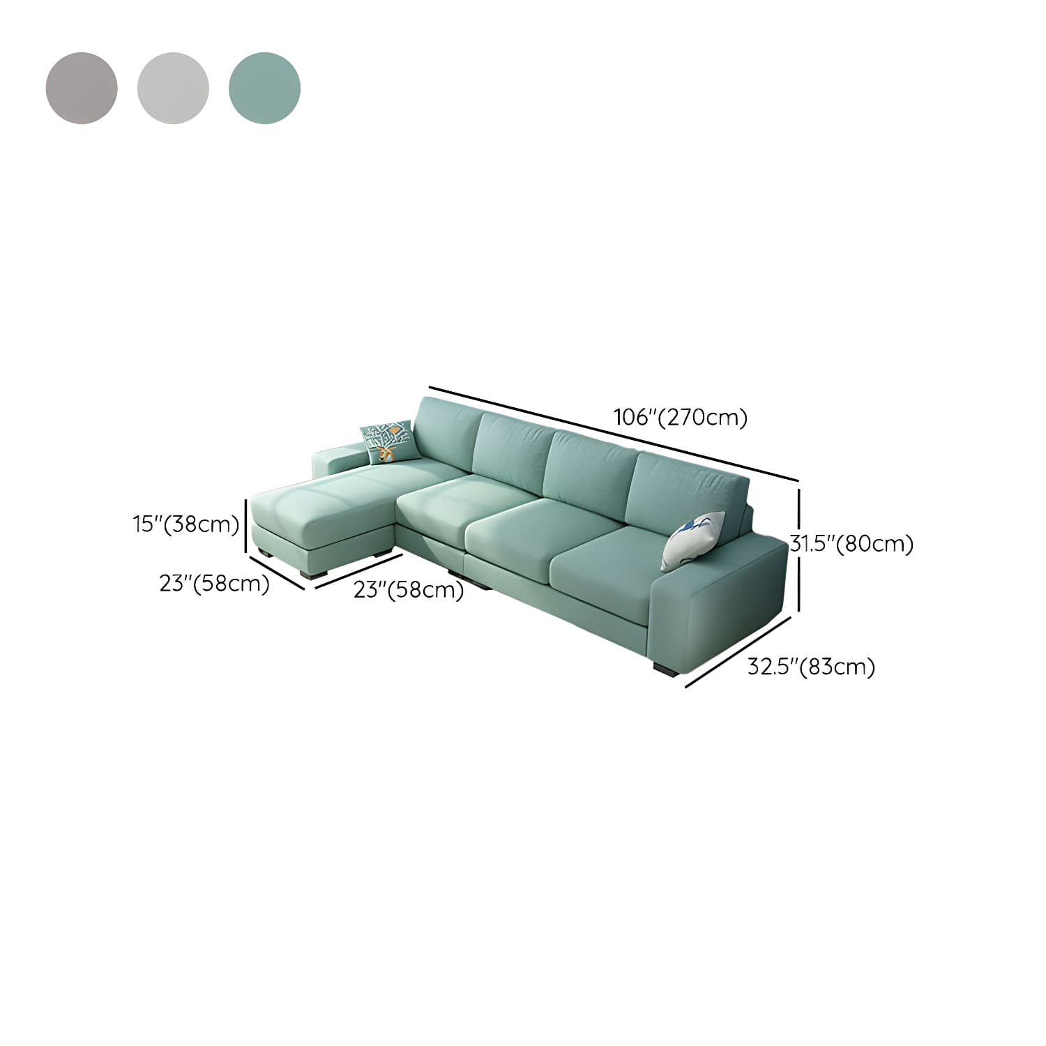 Scandinavian Wood Frame Straight Sofa with Cushion Back and Slipcover in 3 Piece Set thumbnail 27
